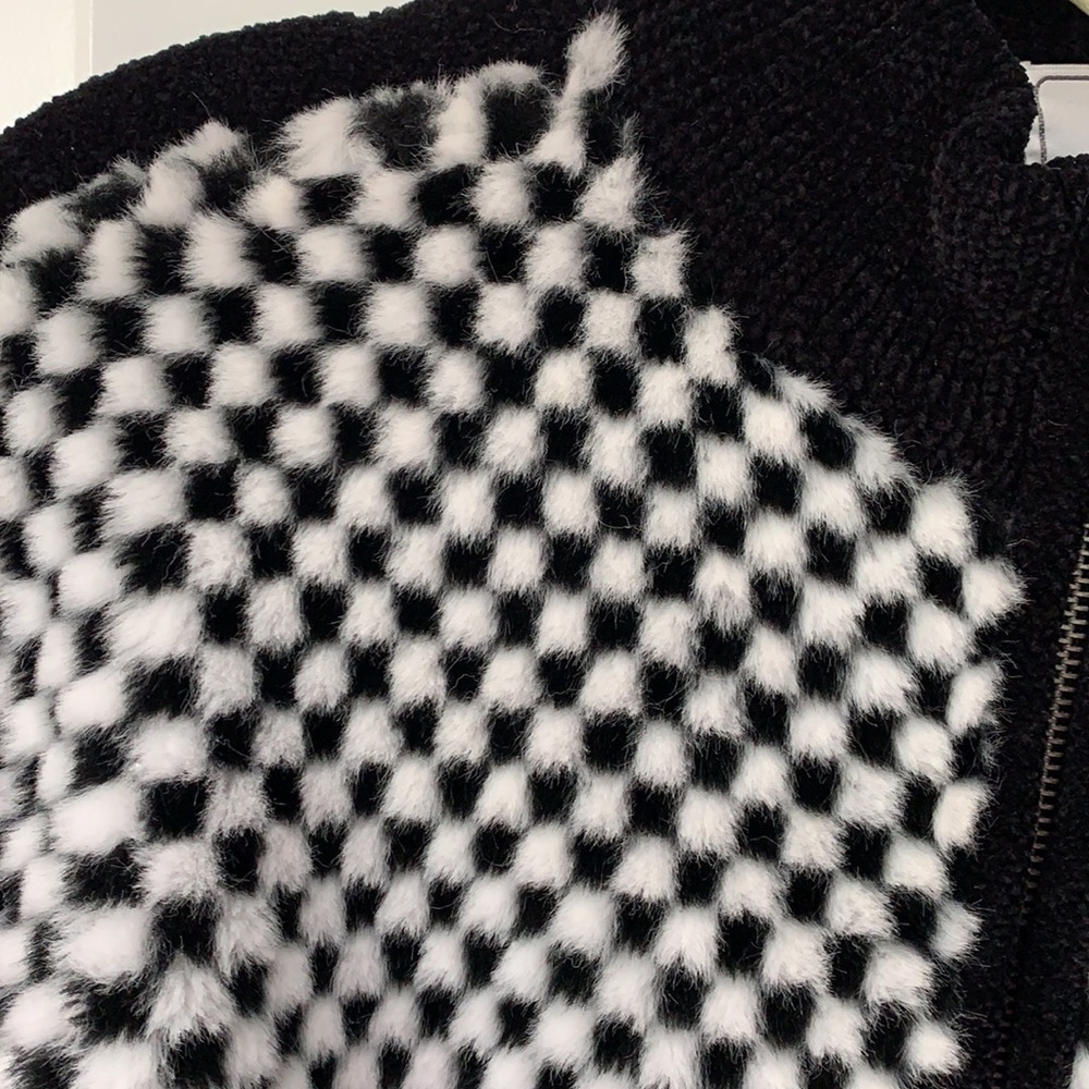 Chenille Checked Cardigan Medium Euc - image 2